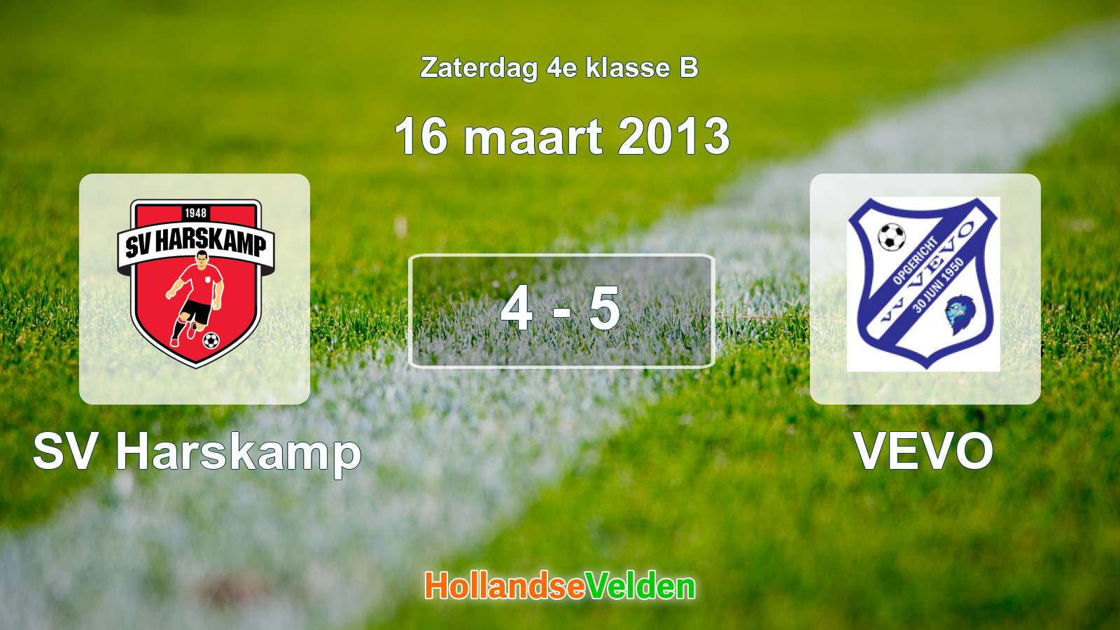 Gespeelde wedstrijd: SV Harskamp - VEVO 4 - 5 (16 maart 2013)