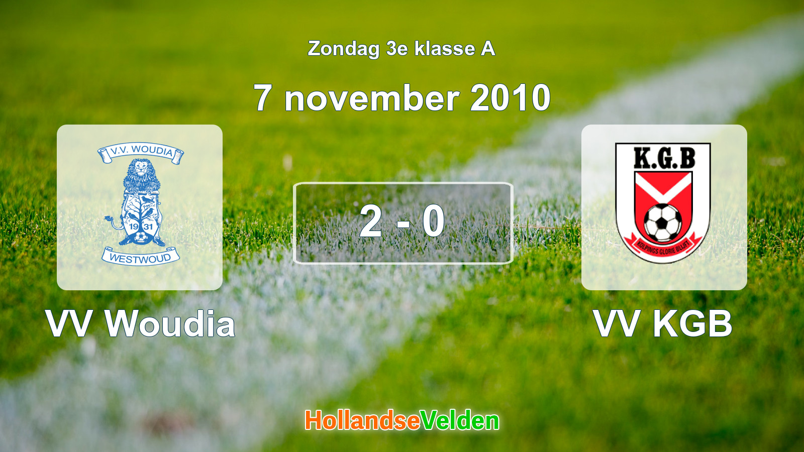 Gespeelde wedstrijd: VV Woudia - VV KGB 2 - 0 (7 november 2010)