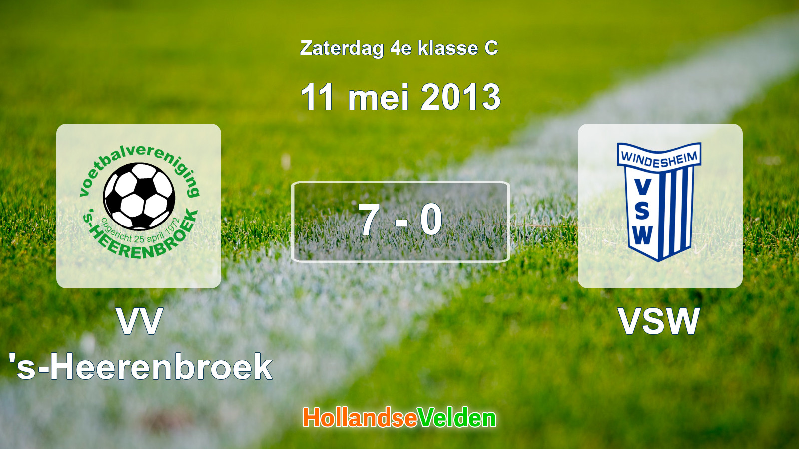 Gespeelde wedstrijd: VV 's-Heerenbroek - VSW 7 - 0 (11 mei 2013)