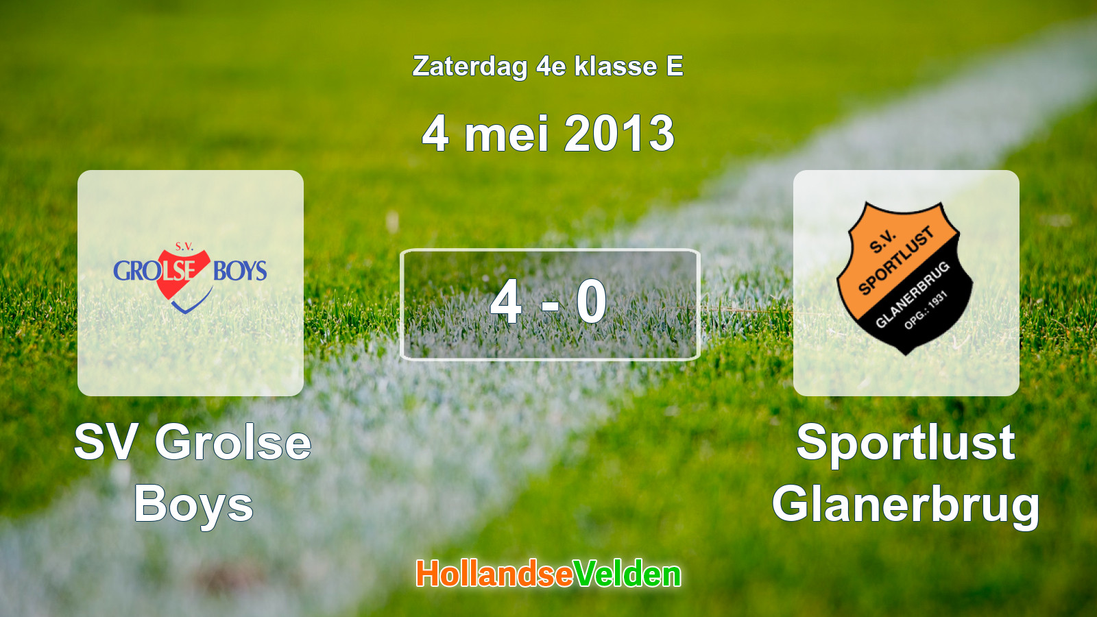 Gespeelde wedstrijd: SV Grolse Boys - Sportlust Glanerbrug 4 - 0 (4 mei 2013)