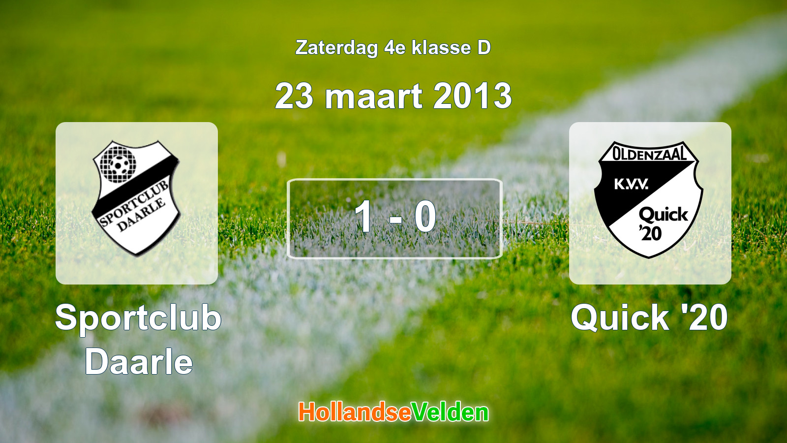 Gespeelde wedstrijd: Sportclub Daarle - Quick '20 1 - 0 (23 maart 2013)