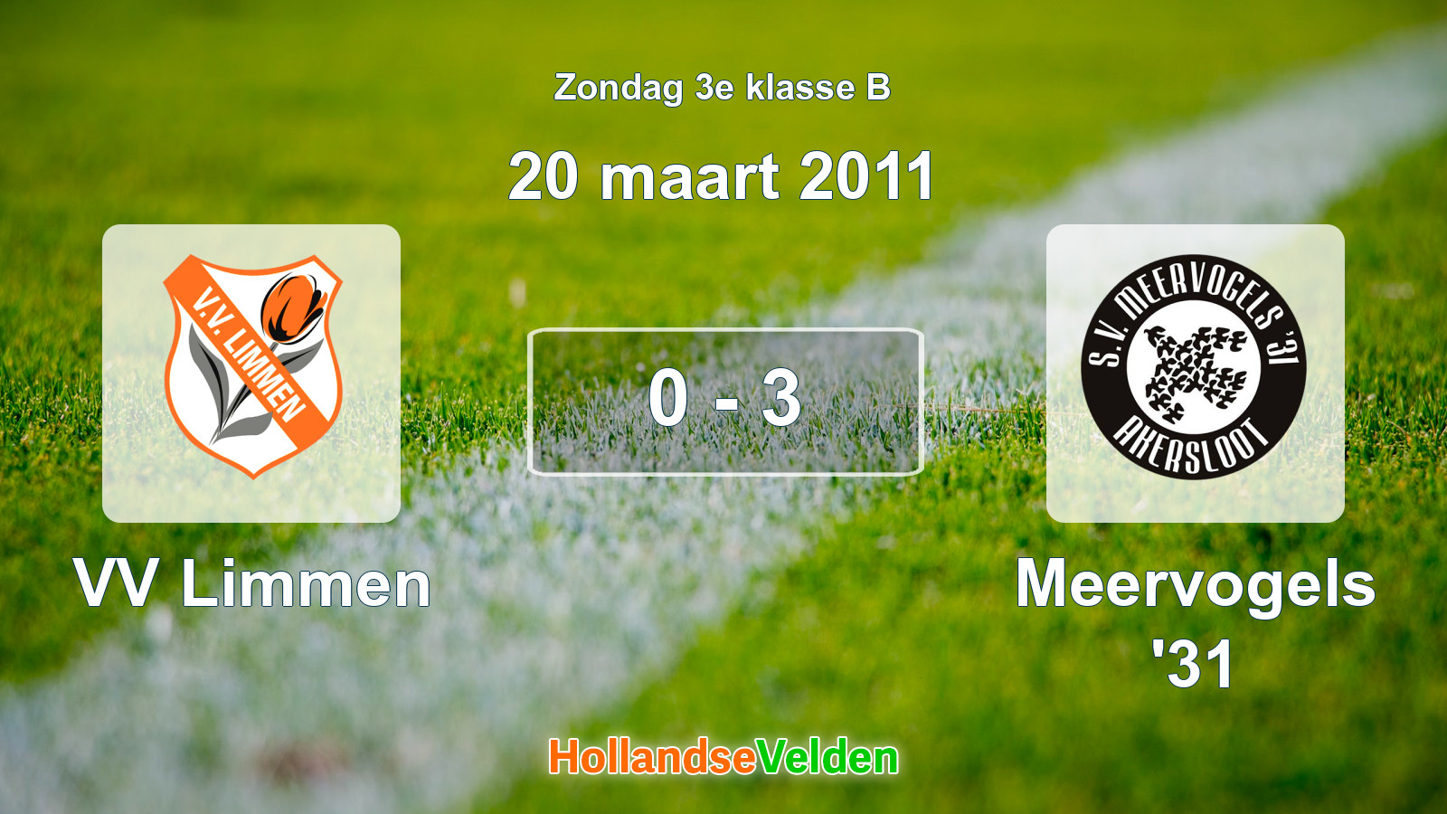Gespeelde wedstrijd: VV Limmen - Meervogels '31 0 - 3 (20 maart 2011)