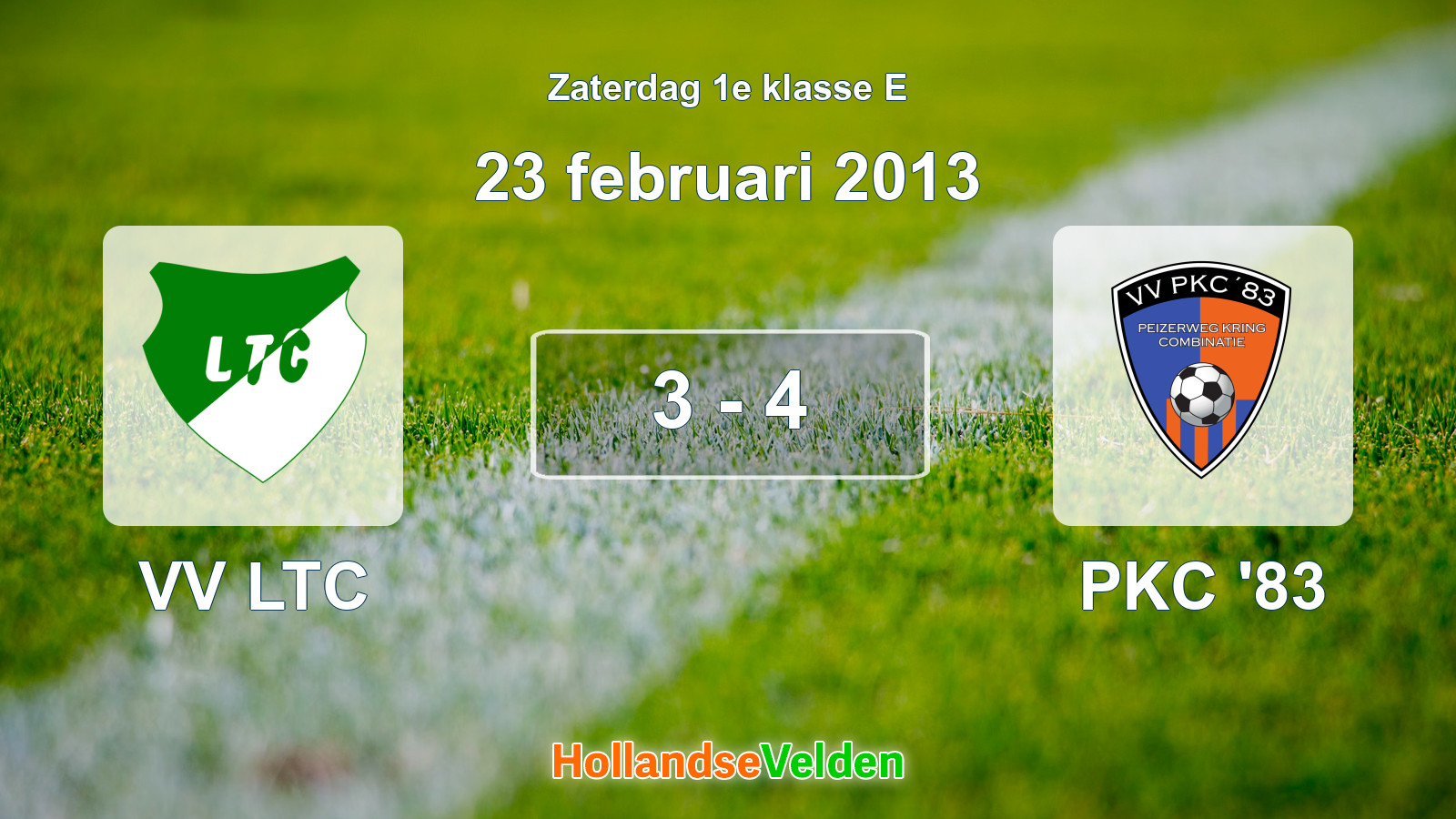 Gespeelde wedstrijd: VV LTC - PKC '83 3 - 4 (23 februari 2013)