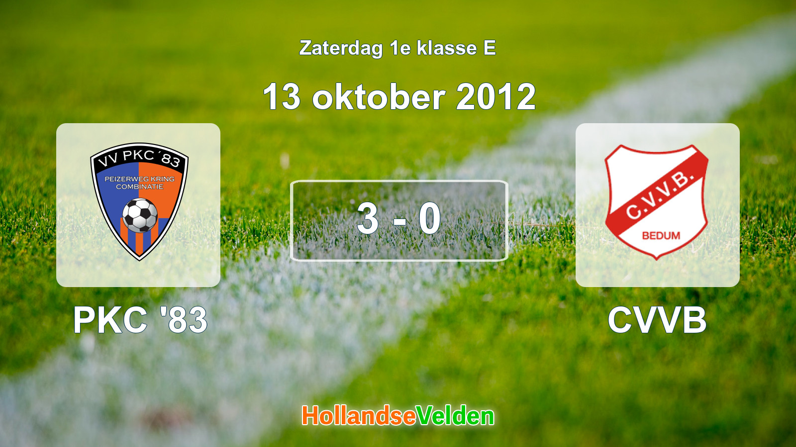 Gespeelde wedstrijd: PKC '83 - CVVB 3 - 0 (13 oktober 2012)