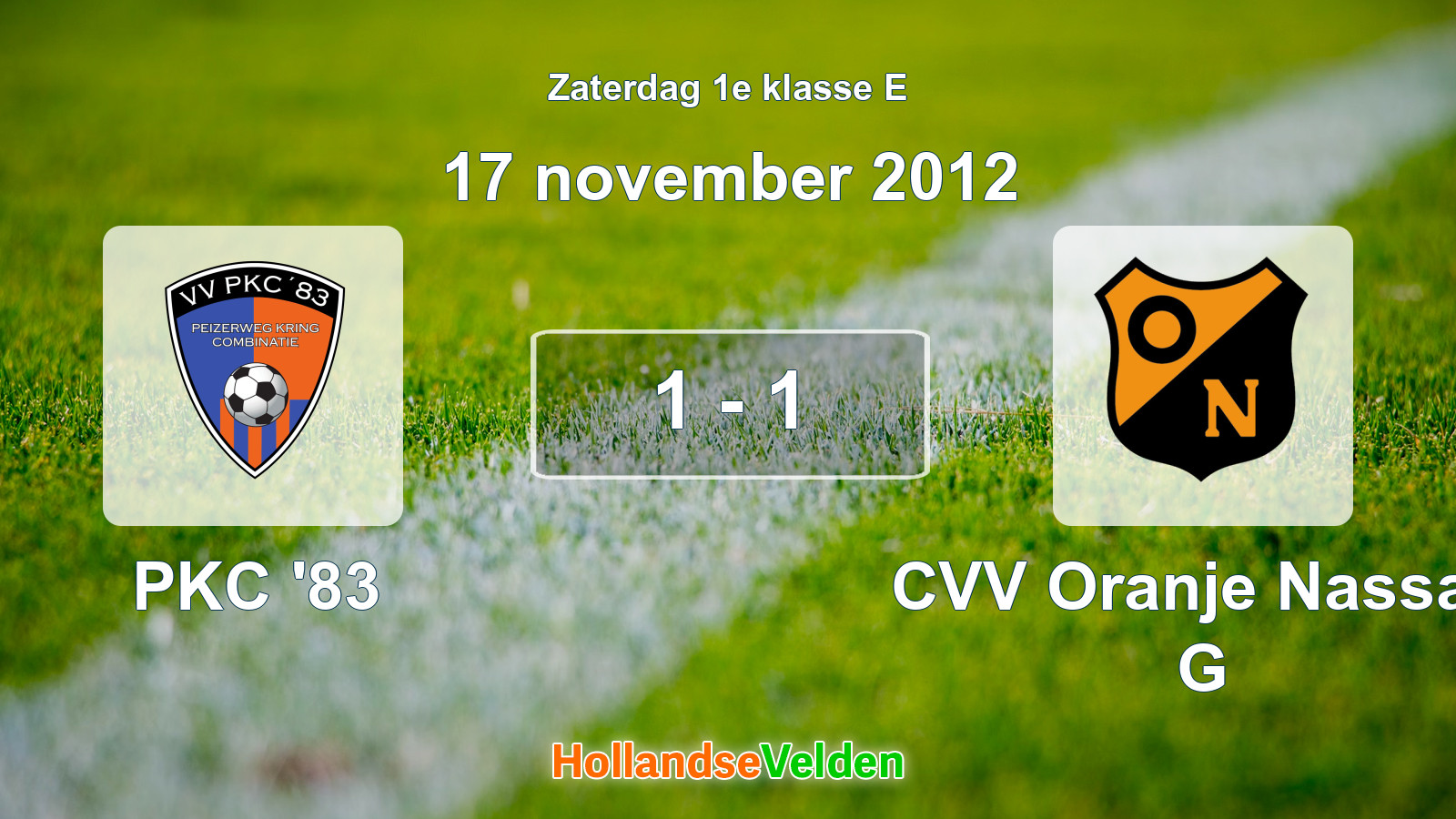 Gespeelde wedstrijd: PKC '83 - CVV Oranje Nassau G 1 - 1 (17 november 2012)