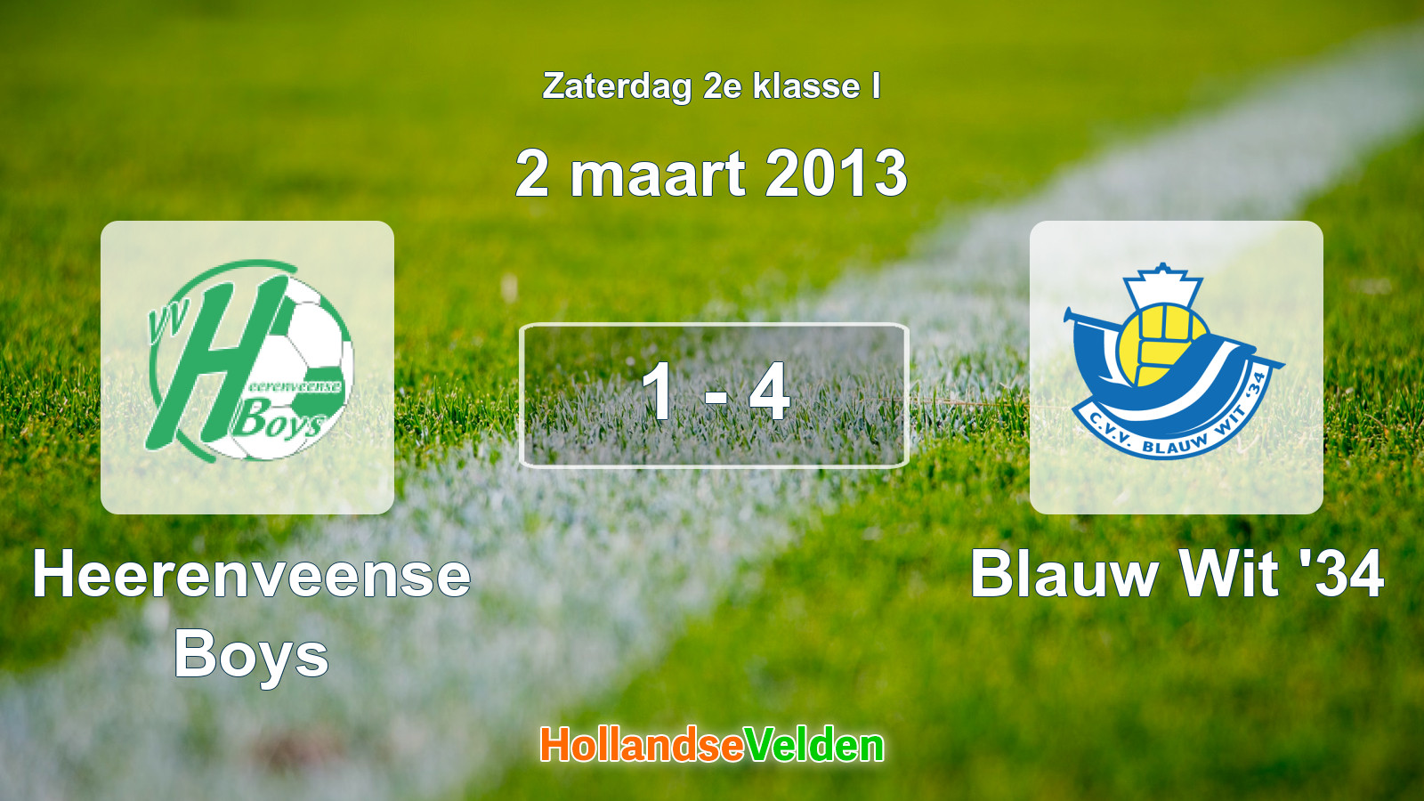Gespeelde wedstrijd: Heerenveense Boys - Blauw Wit '34 1 - 4 (2 maart 2013)