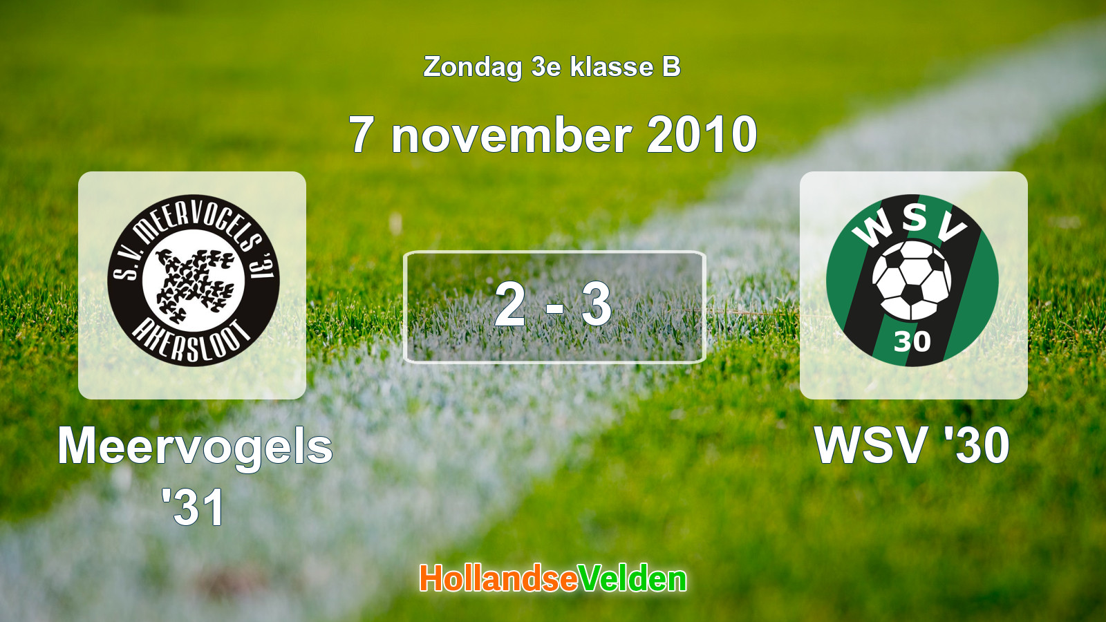 Gespeelde wedstrijd: Meervogels '31 - WSV '30 2 - 3 (7 november 2010)