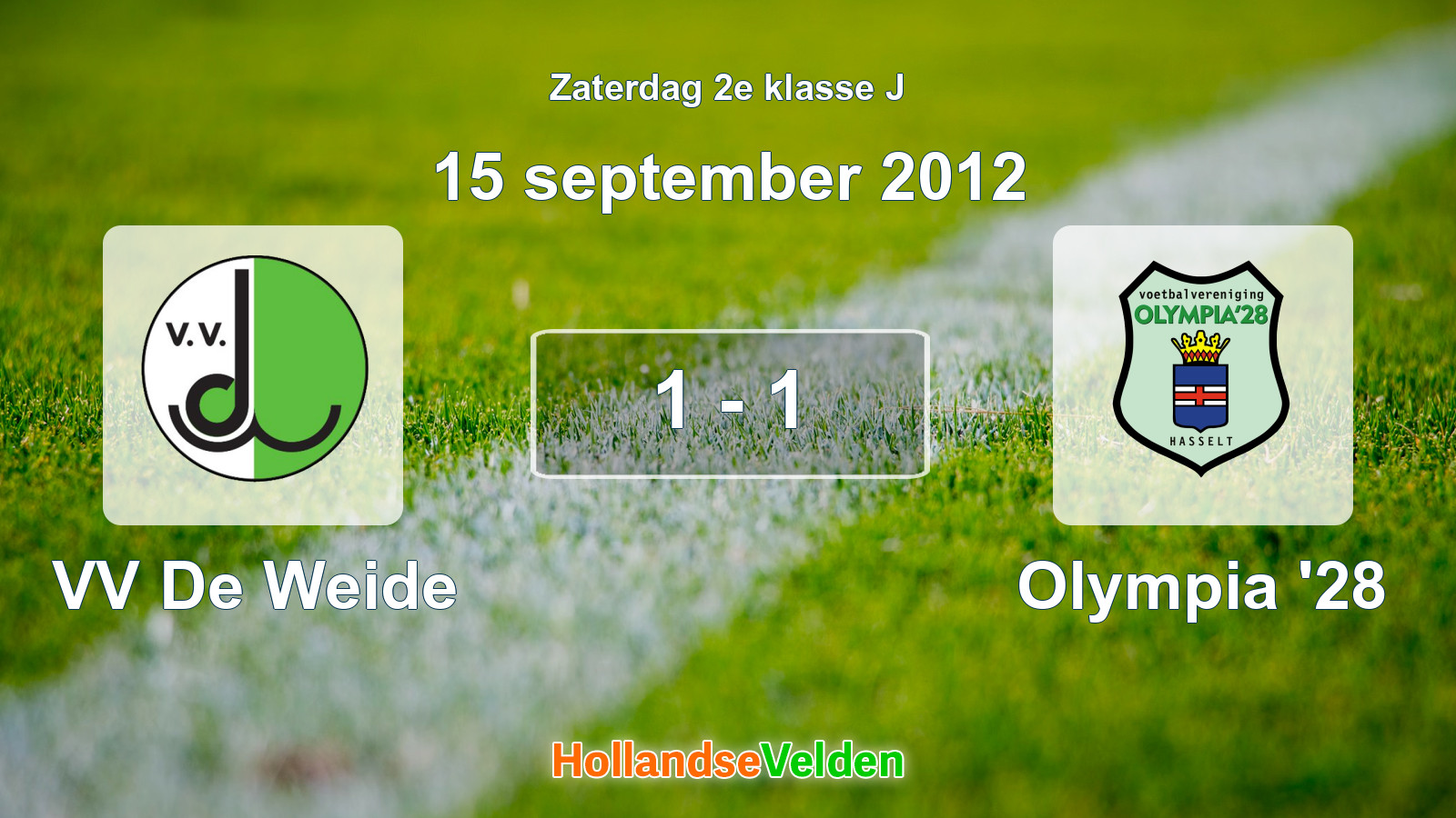 Gespeelde wedstrijd: VV De Weide - Olympia '28 1 - 1 (15 september 2012)