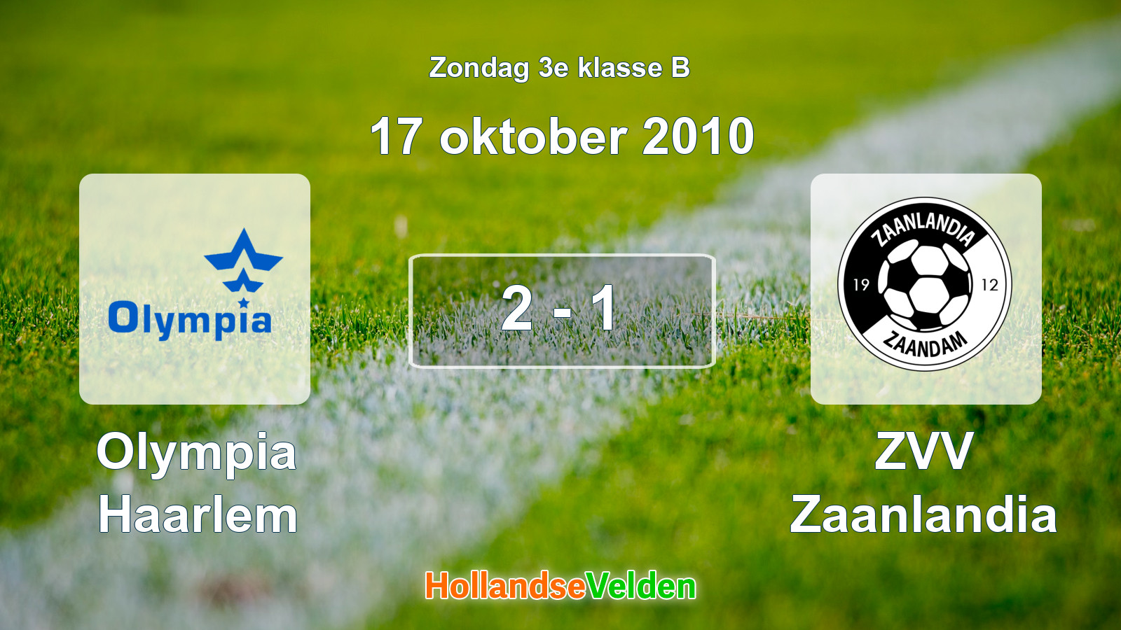 Gespeelde wedstrijd: Olympia Haarlem - ZVV Zaanlandia 2 - 1 (17 oktober 2010)
