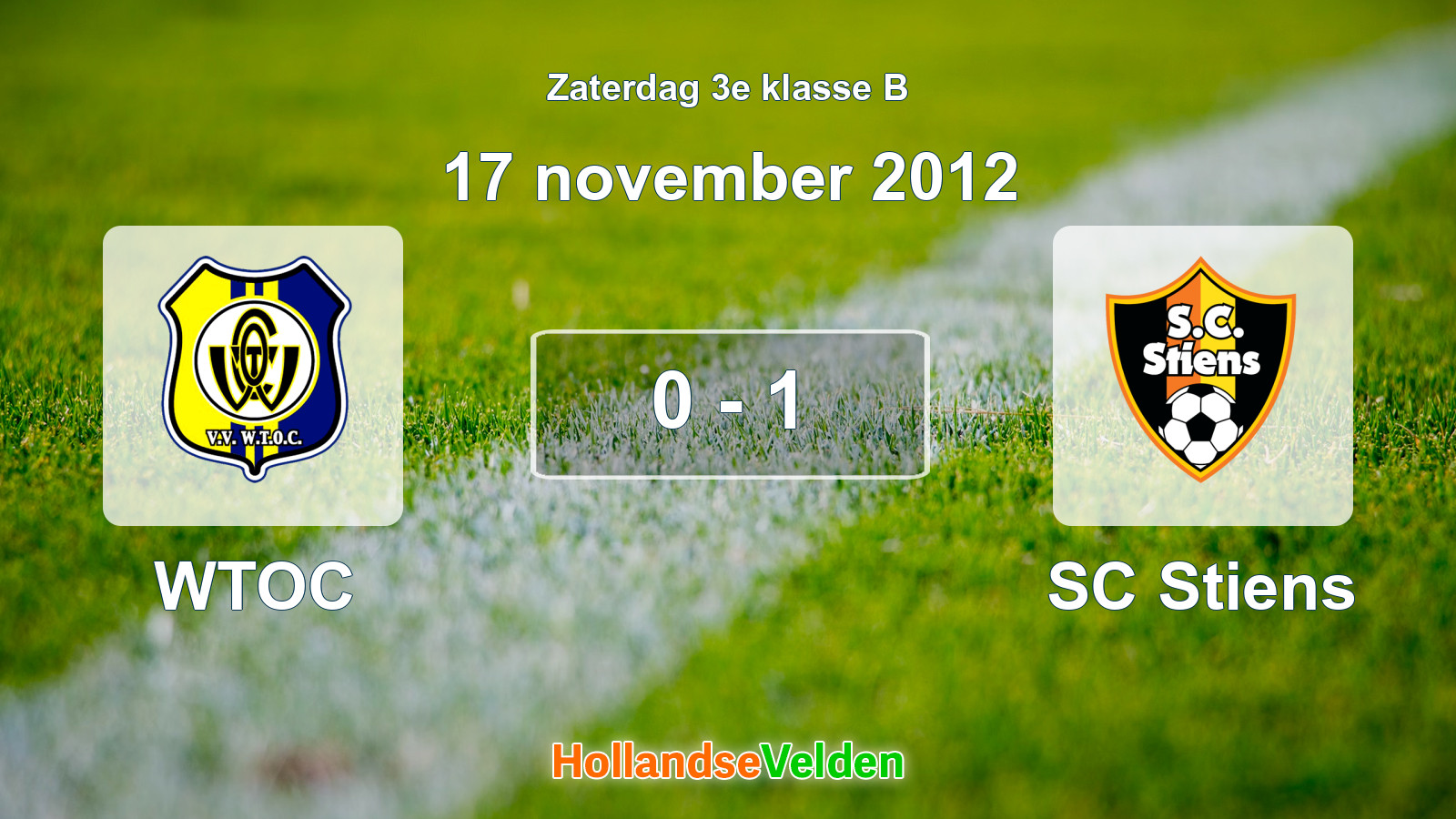 Gespeelde wedstrijd: WTOC - SC Stiens 0 - 1 (17 november 2012)