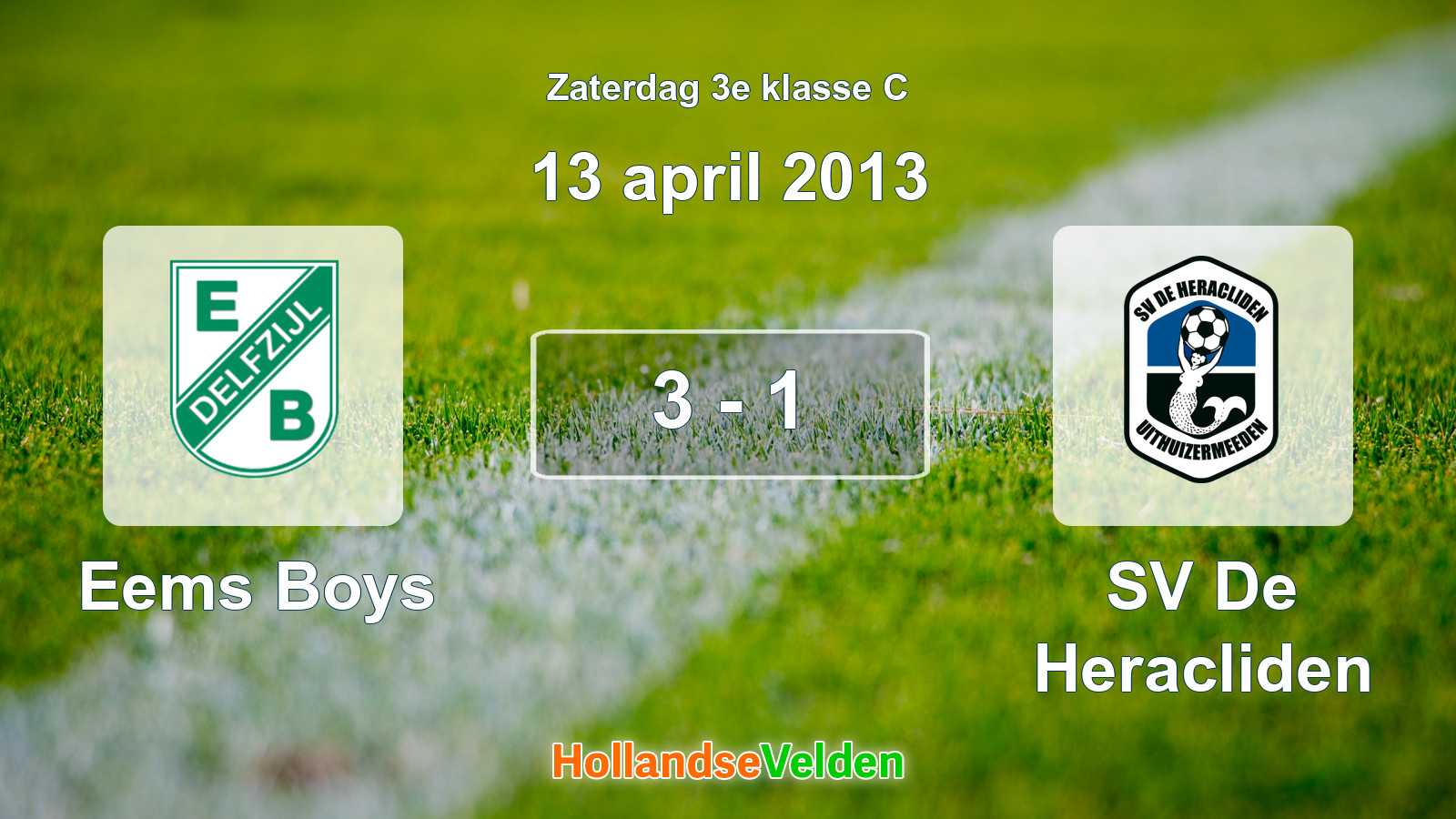 Gespeelde wedstrijd: Eems Boys - SV De Heracliden 3 - 1 (13 april 2013)