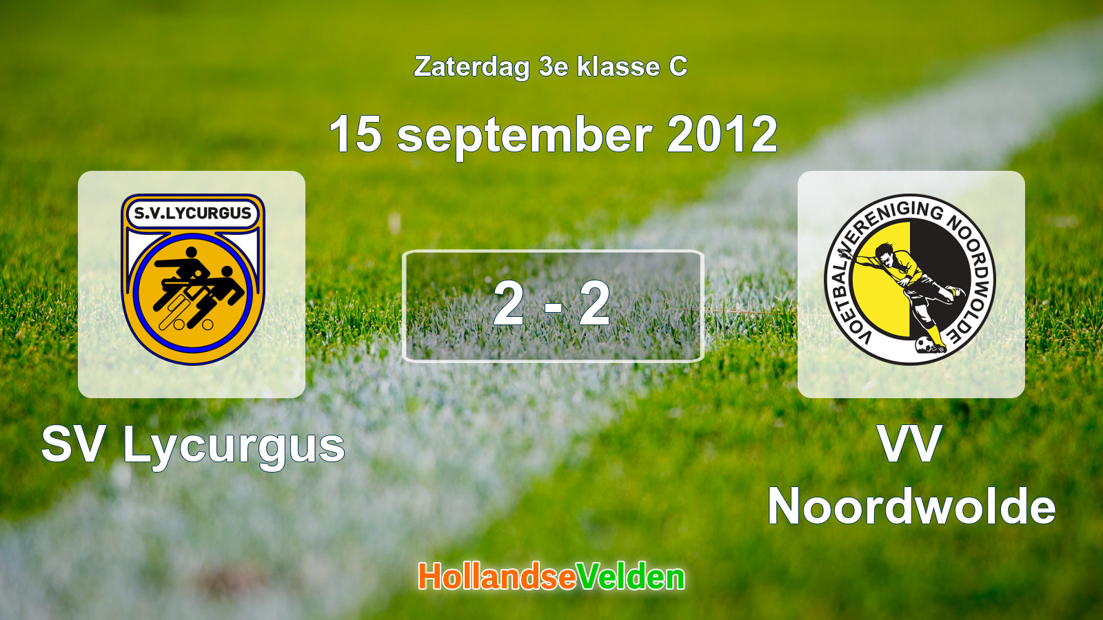 Gespeelde wedstrijd: SV Lycurgus - VV Noordwolde 2 - 2 (15 september 2012)