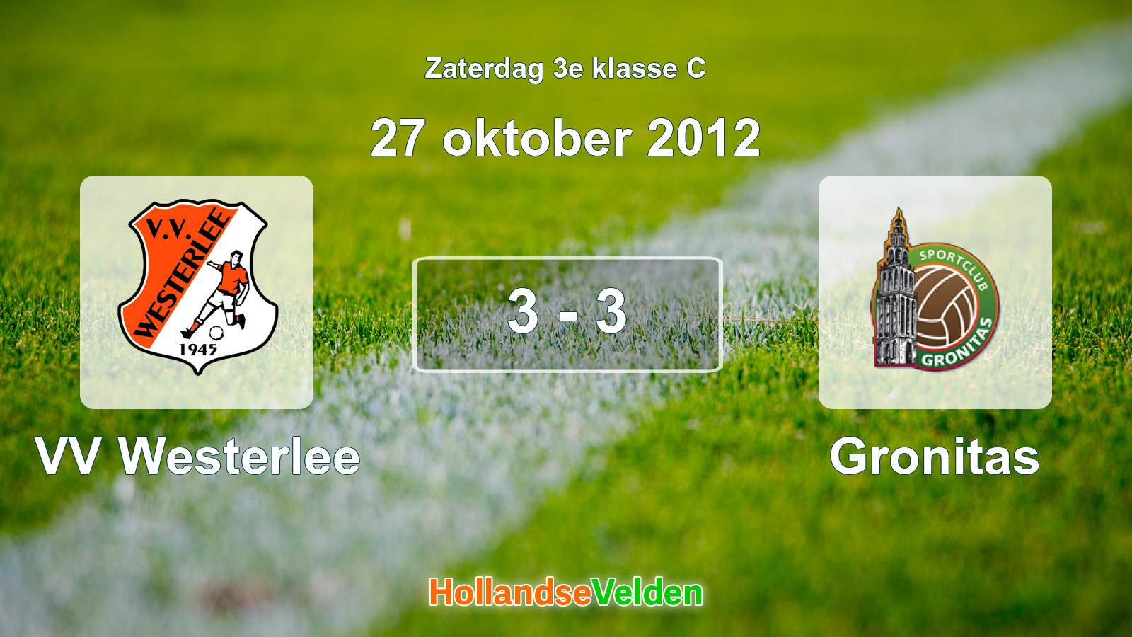 Gespeelde wedstrijd: VV Westerlee - Gronitas 3 - 3 (27 oktober 2012)