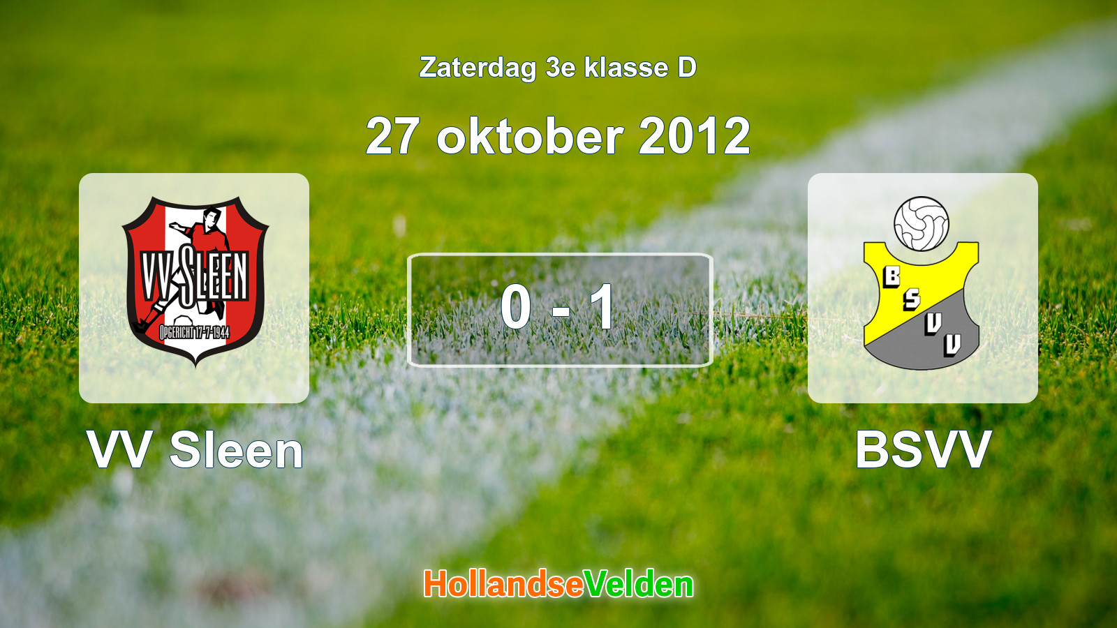 Gespeelde wedstrijd: VV Sleen - BSVV 0 - 1 (27 oktober 2012)