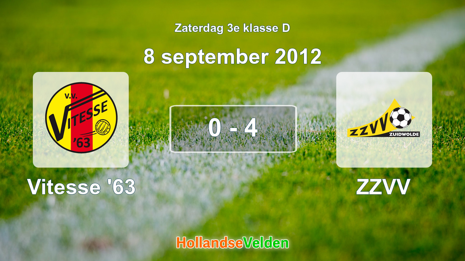 Gespeelde wedstrijd: Vitesse '63 - ZZVV 0 - 4 (8 september 2012)