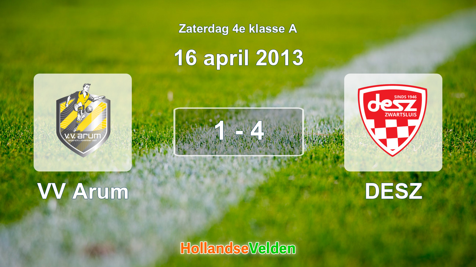 Gespeelde wedstrijd: VV Arum - DESZ 1 - 4 (16 april 2013)