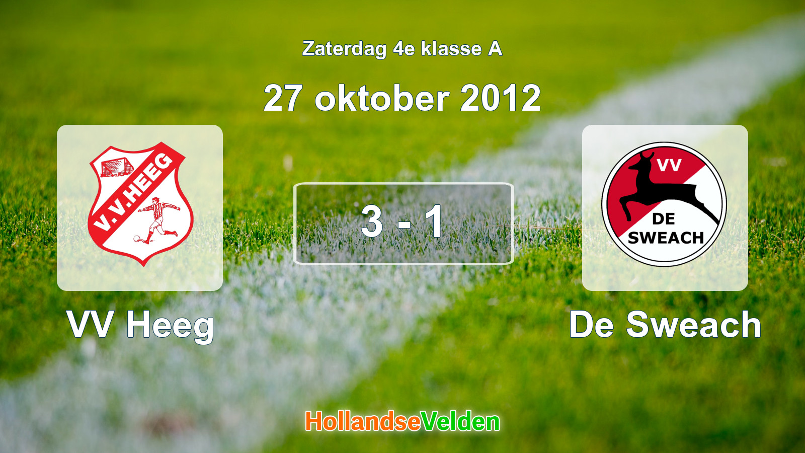 Gespeelde wedstrijd: VV Heeg - De Sweach 3 - 1 (27 oktober 2012)