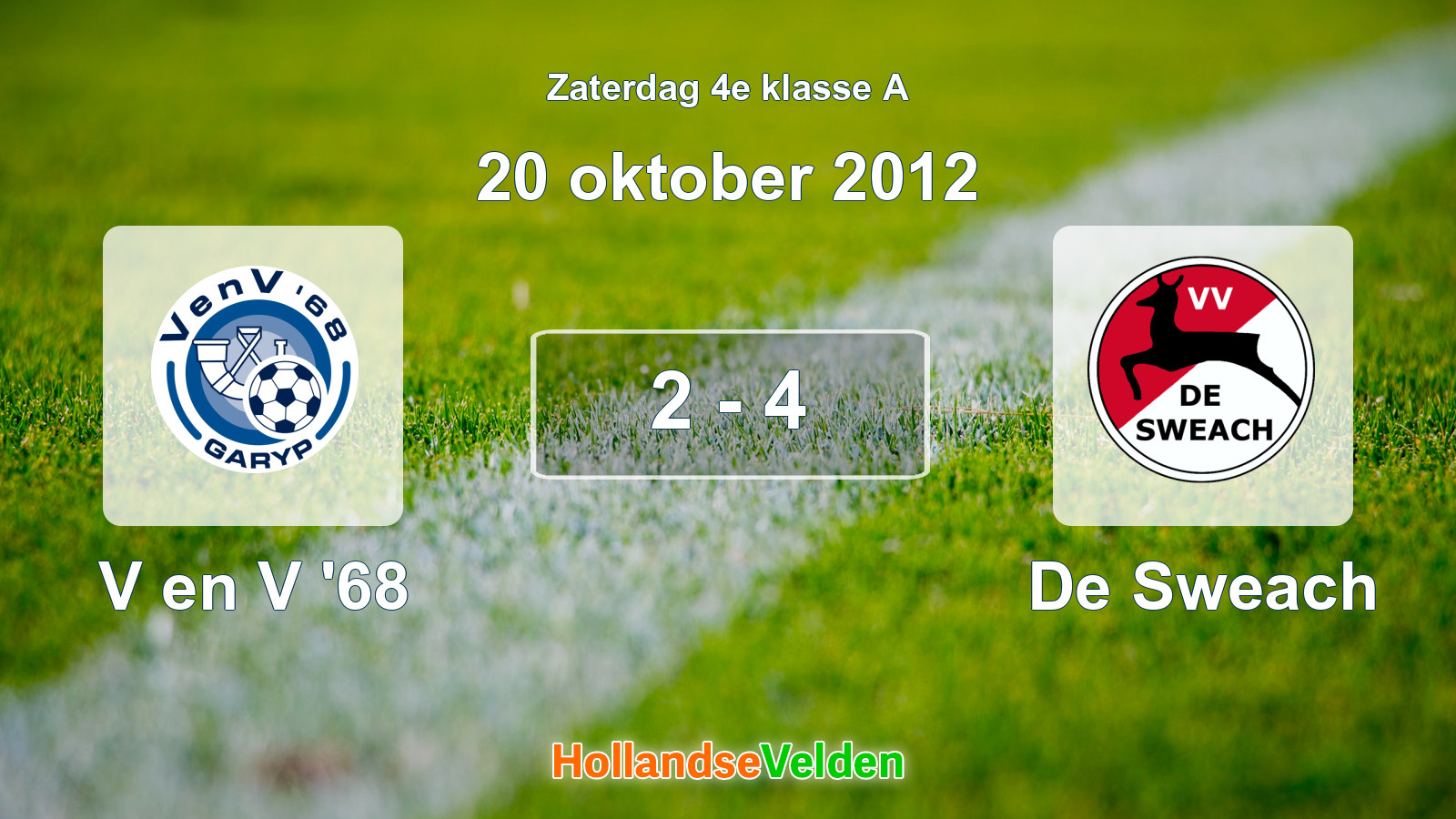 Gespeelde wedstrijd: V en V '68 - De Sweach 2 - 4 (20 oktober 2012)