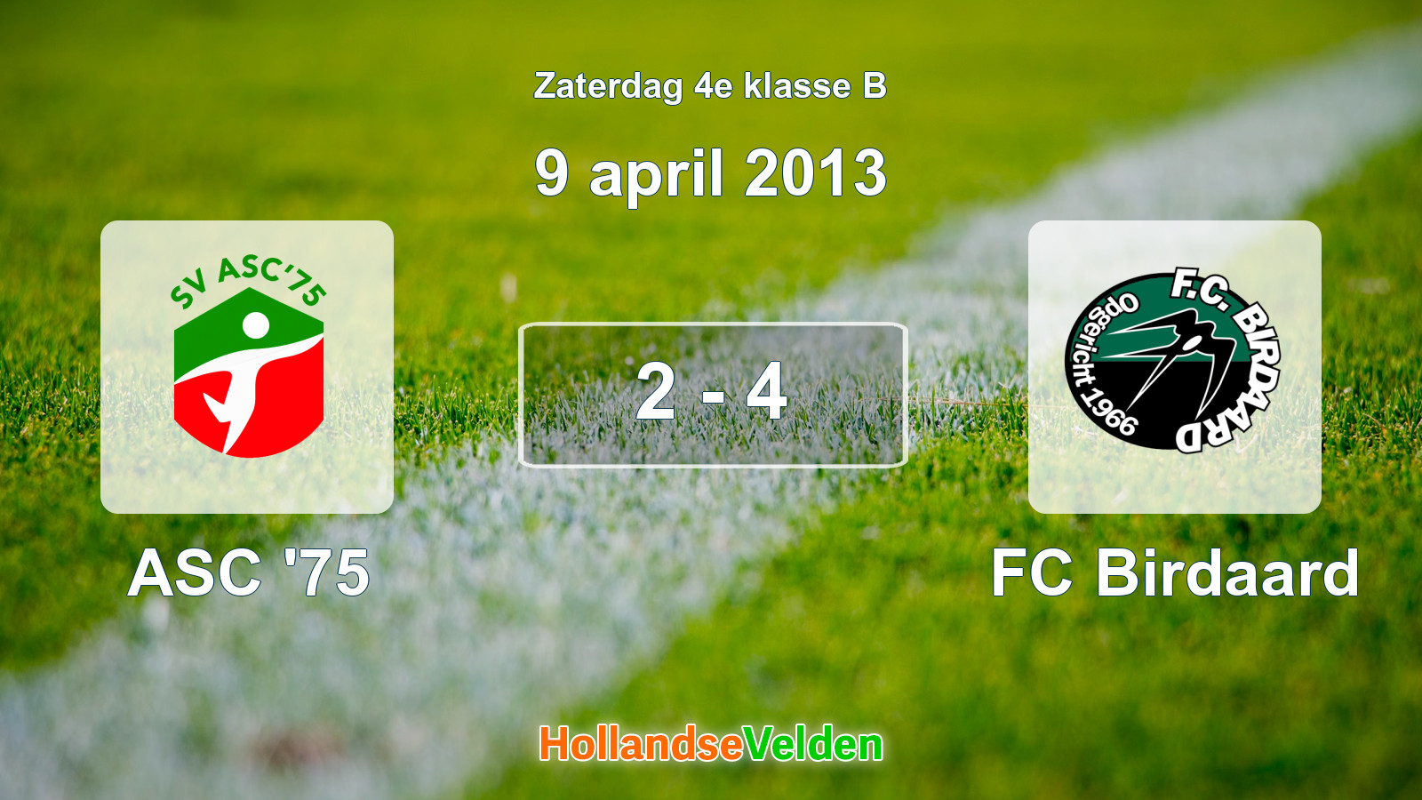 Gespeelde wedstrijd: ASC '75 - FC Birdaard 2 - 4 (9 april 2013)