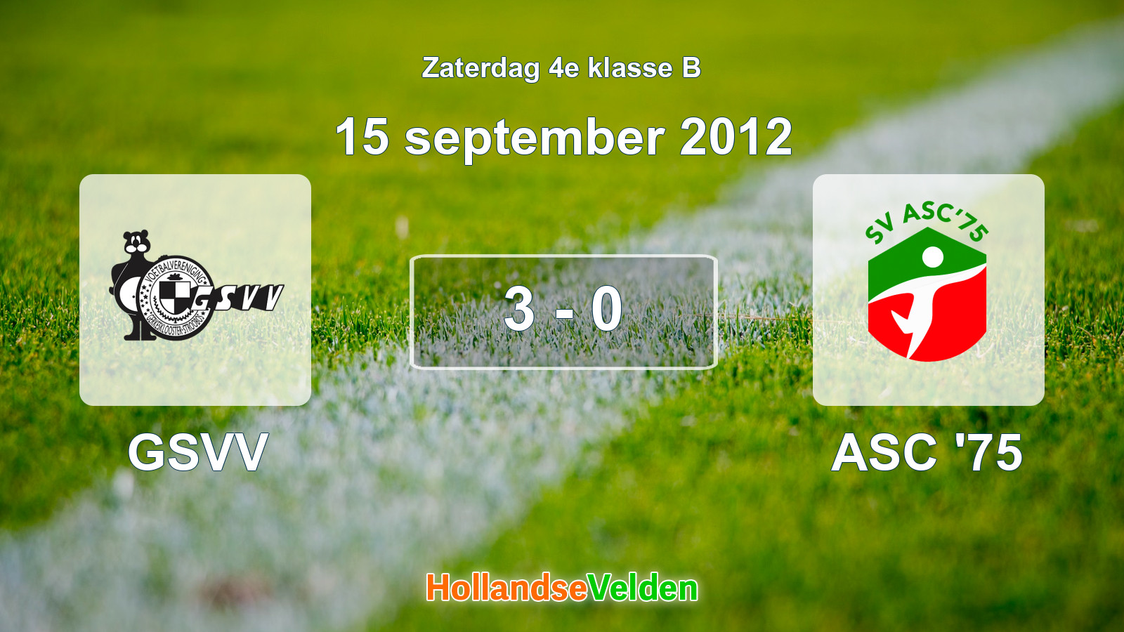 Gespeelde wedstrijd: GSVV - ASC '75 3 - 0 (15 september 2012)