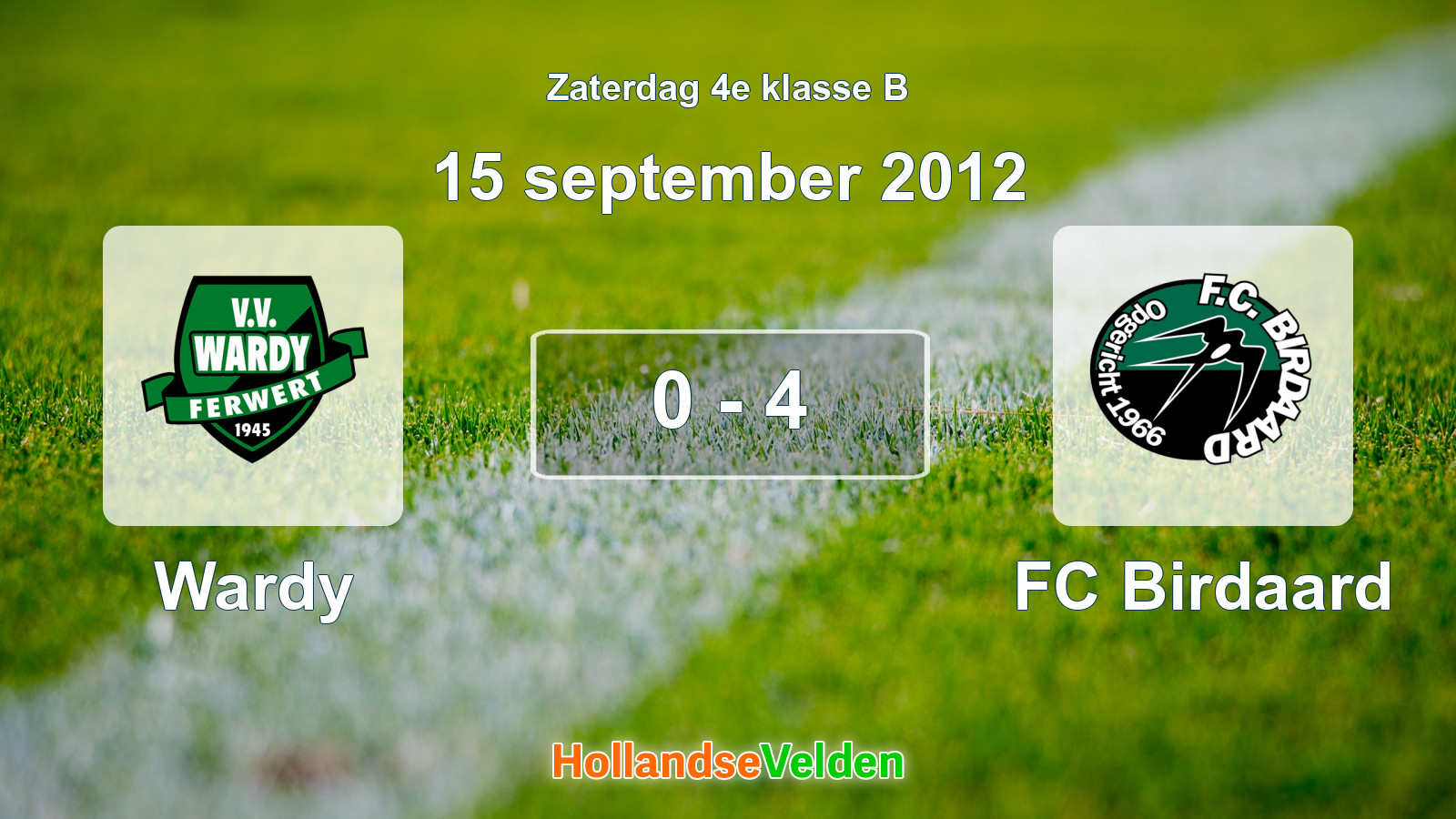 Gespeelde wedstrijd: Wardy - FC Birdaard 0 - 4 (15 september 2012)