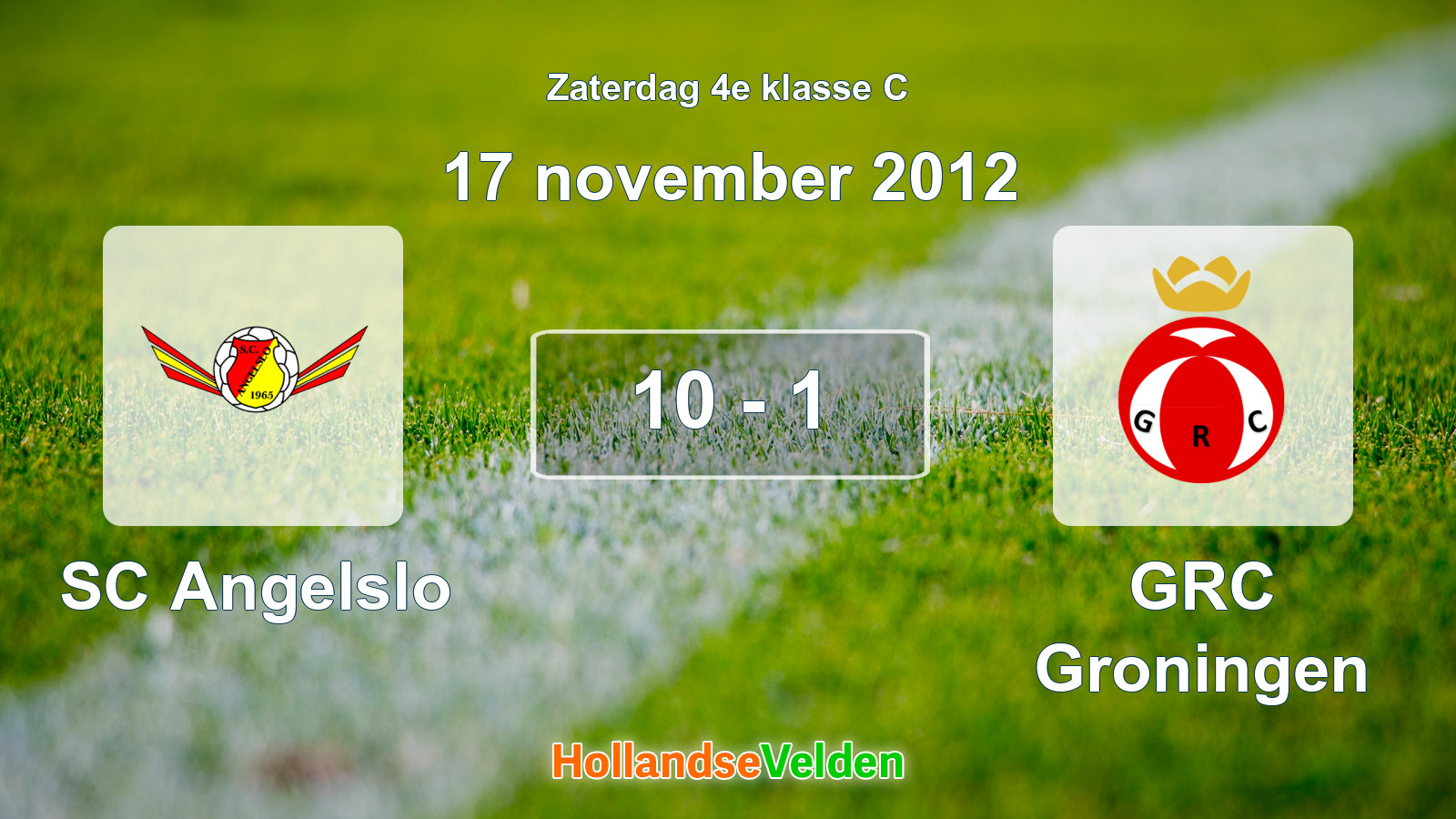 Gespeelde wedstrijd: SC Angelslo - GRC Groningen 10 - 1 (17 november 2012)