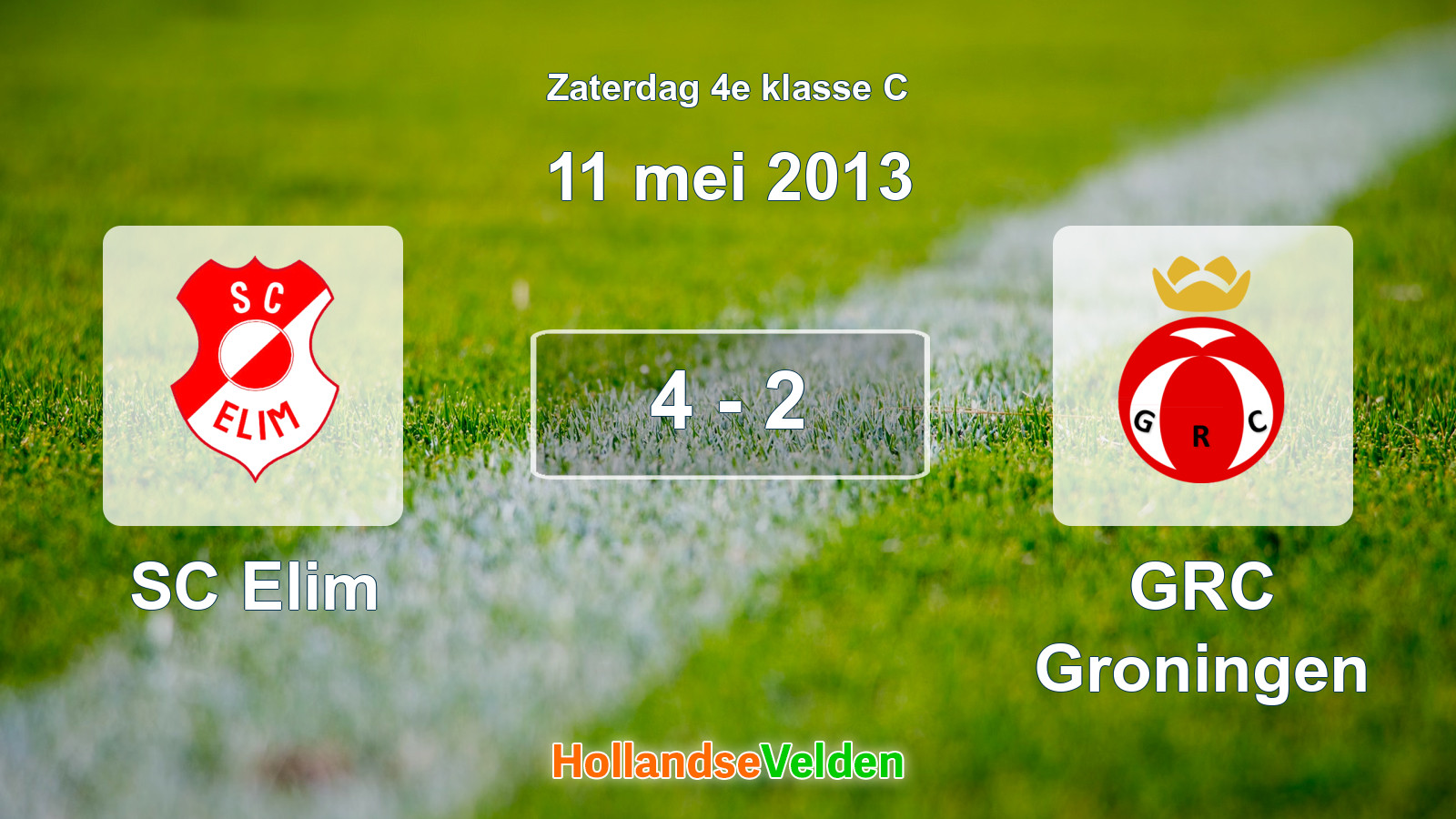 Gespeelde wedstrijd: SC Elim - GRC Groningen 4 - 2 (11 mei 2013)