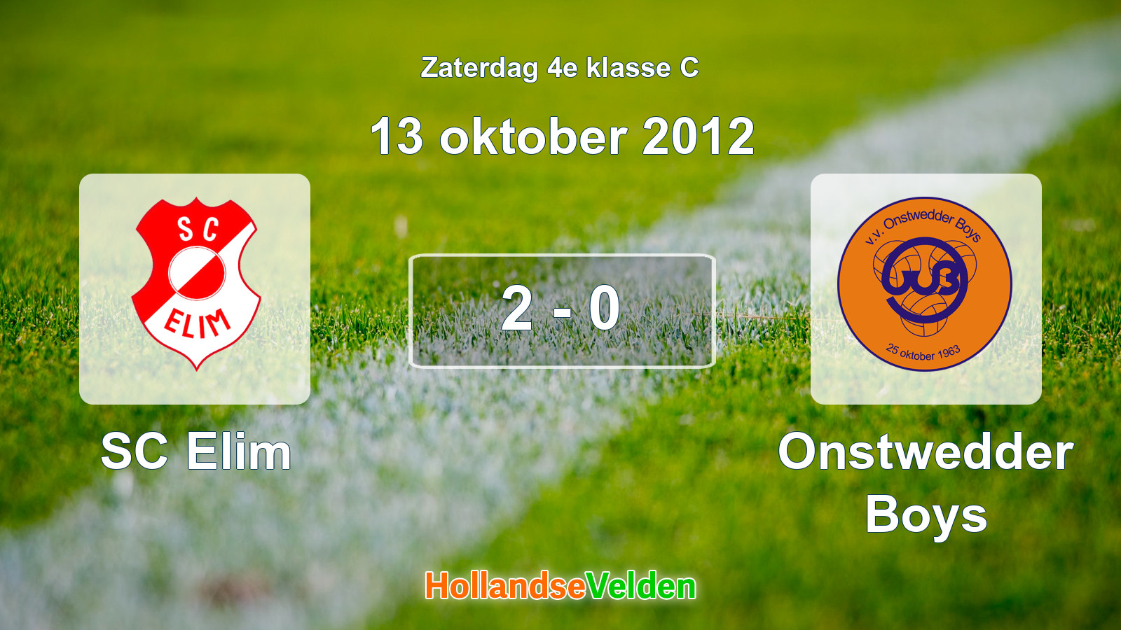Gespeelde wedstrijd: SC Elim - Onstwedder Boys 2 - 0 (13 oktober 2012)
