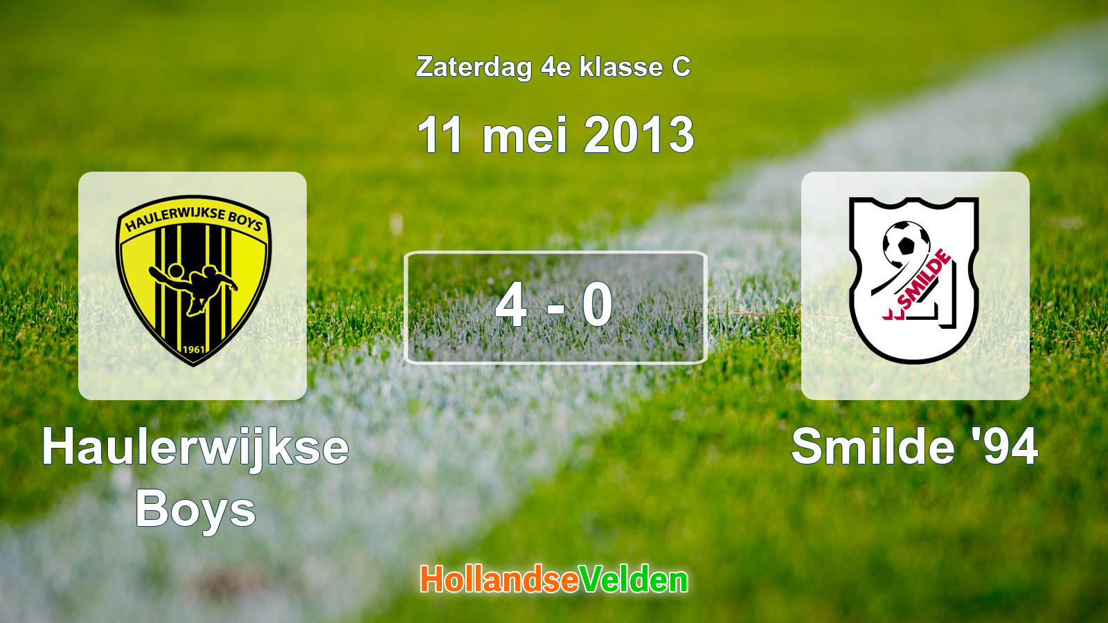 Gespeelde wedstrijd: Haulerwijkse Boys - Smilde '94 4 - 0 (11 mei 2013)