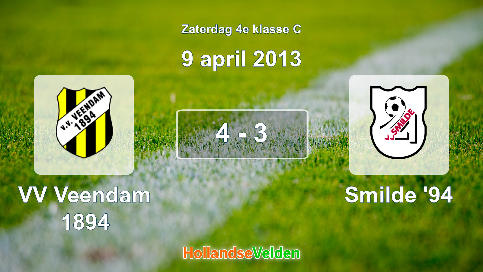 Gespeelde wedstrijd: VV Veendam 1894 - Smilde '94 4 - 3 (9 april 2013)
