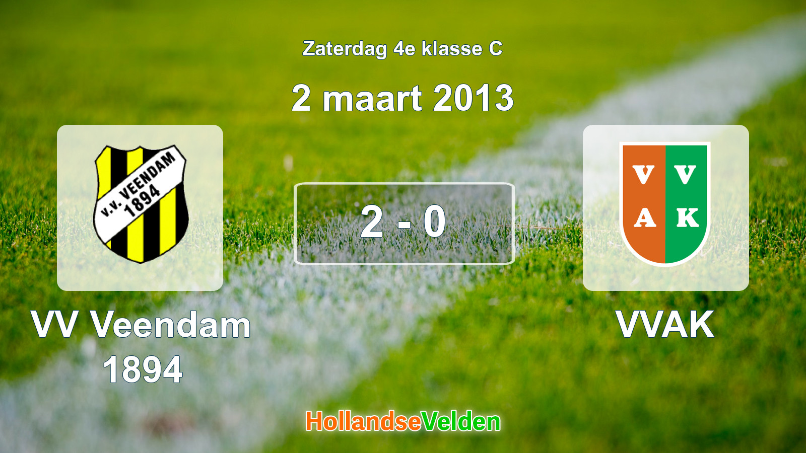 Gespeelde wedstrijd: VV Veendam 1894 - VVAK 2 - 0 (2 maart 2013)