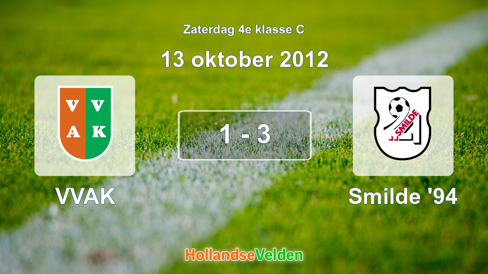Gespeelde wedstrijd: VVAK - Smilde '94 1 - 3 (13 oktober 2012)