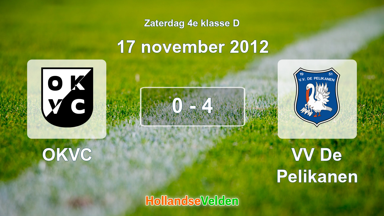 Gespeelde wedstrijd: OKVC - VV De Pelikanen 0 - 4 (17 november 2012)