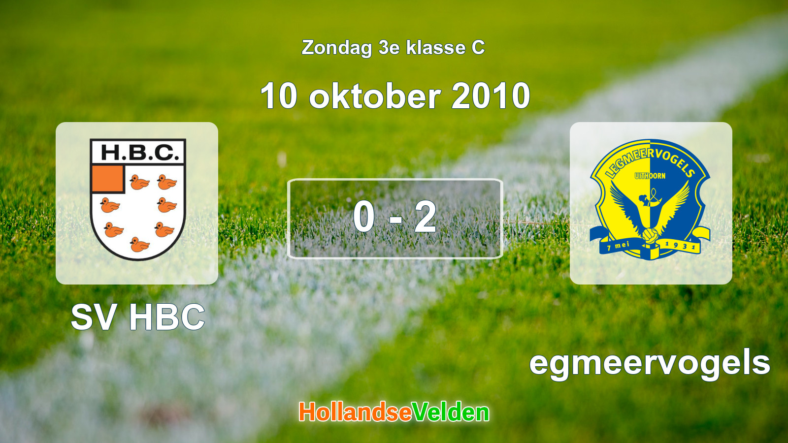 Gespeelde wedstrijd: SV HBC - Legmeervogels 0 - 2 (10 oktober 2010)