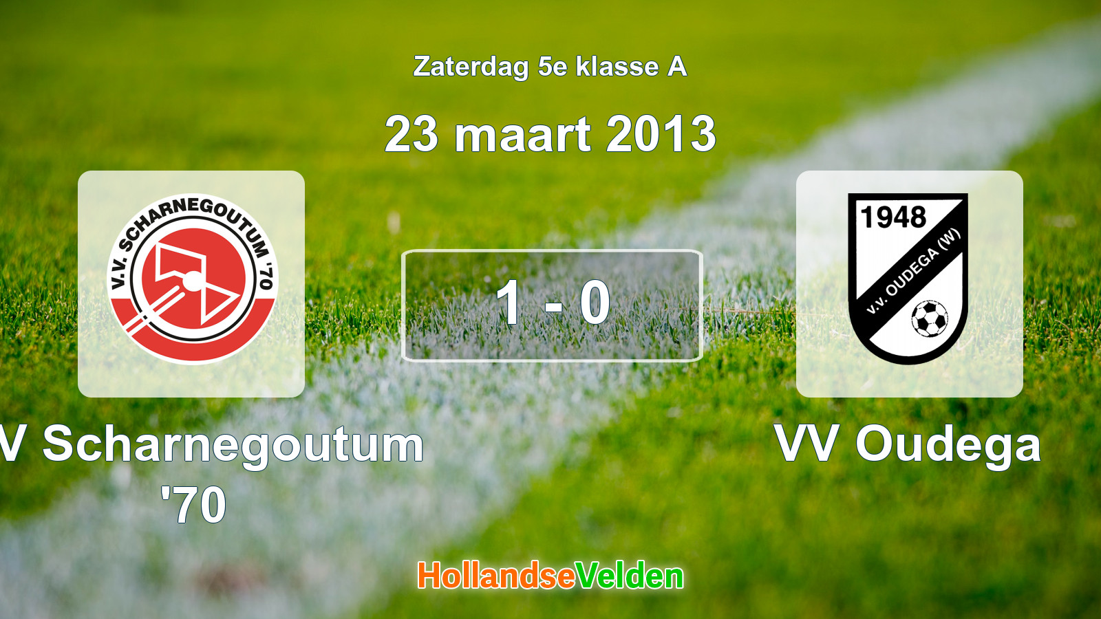 Gespeelde wedstrijd: VV Scharnegoutum '70 - VV Oudega 1 - 0 (23 maart 2013)