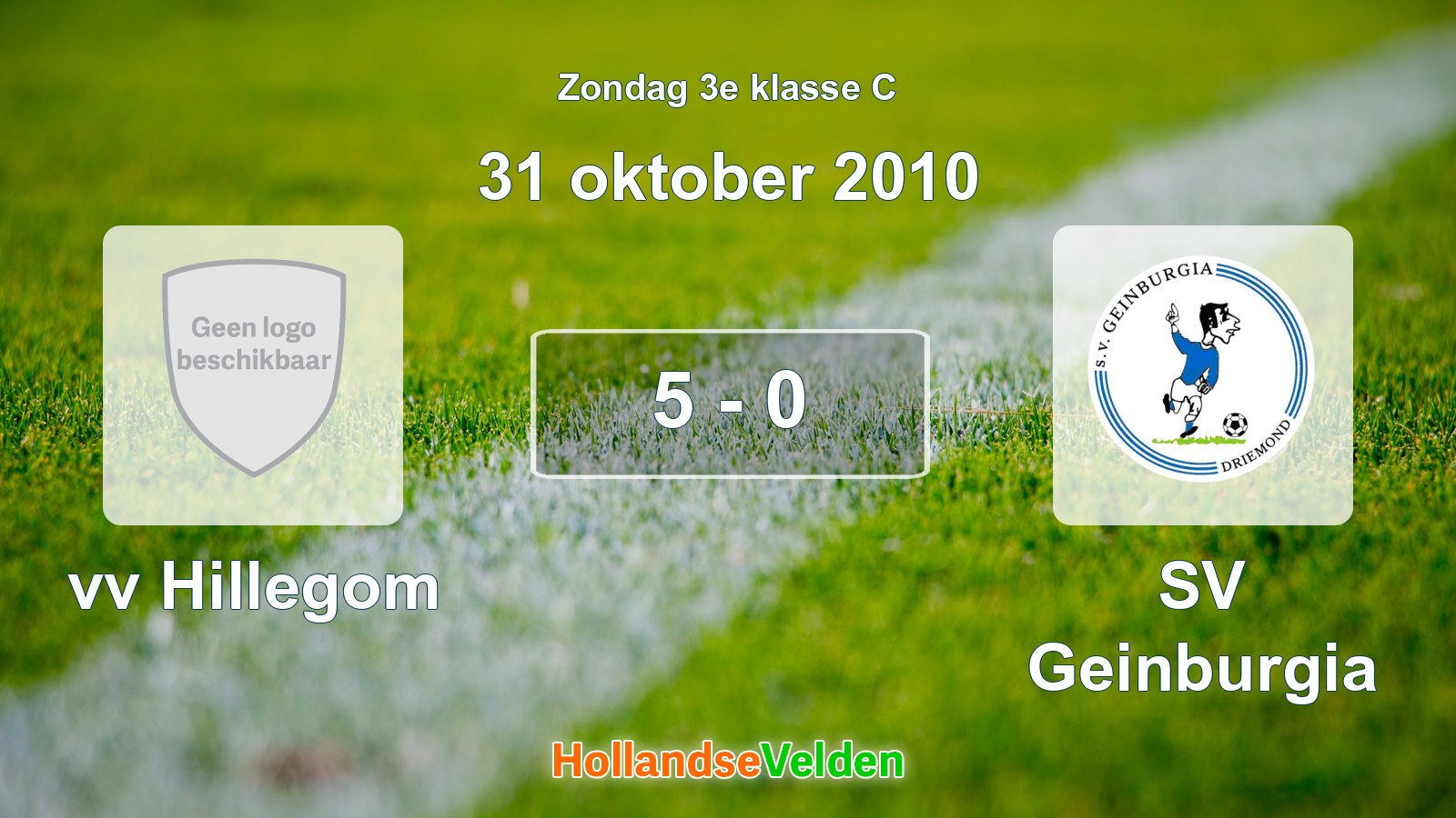 Gespeelde wedstrijd: vv Hillegom - SV Geinburgia 5 - 0 (31 oktober 2010)