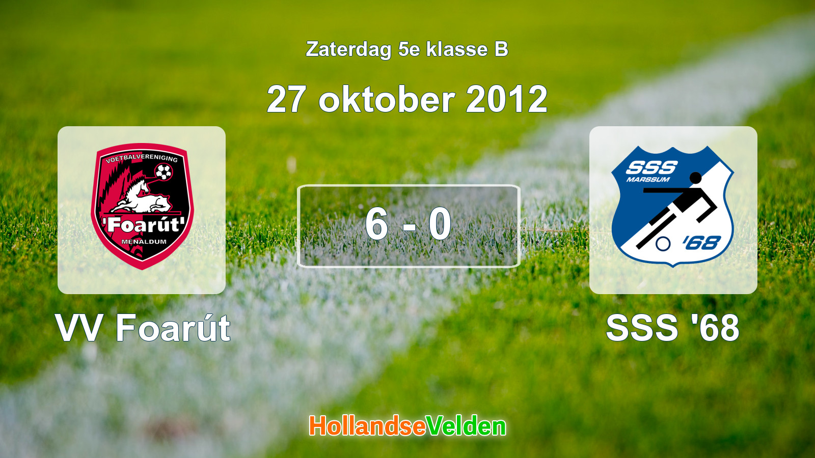 Gespeelde wedstrijd: VV Foarút - SSS '68 6 - 0 (27 oktober 2012)