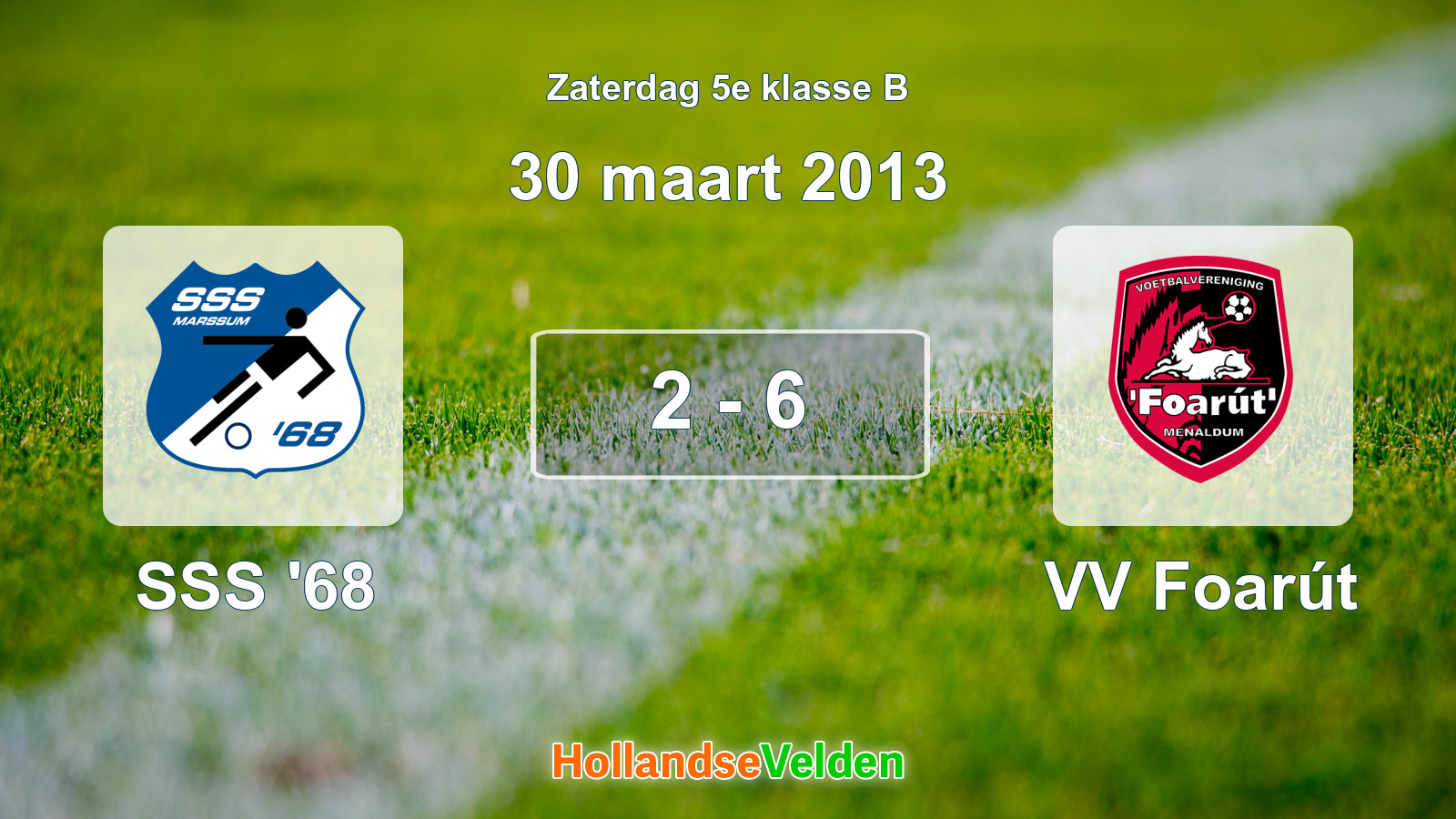 Gespeelde wedstrijd: SSS '68 - VV Foarút 2 - 6 (30 maart 2013)
