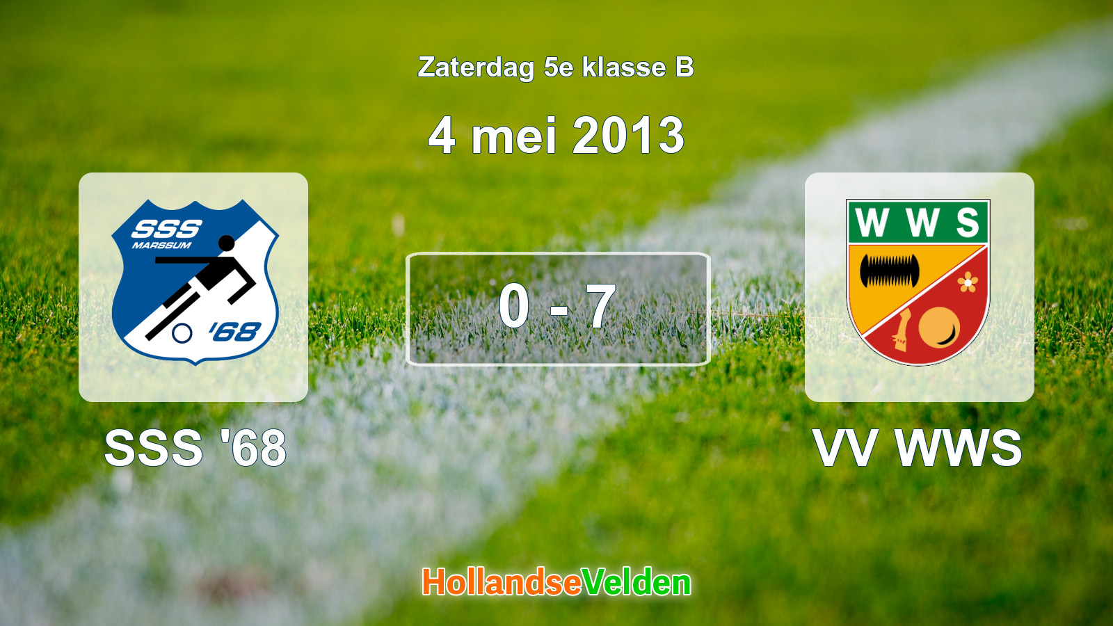Gespeelde wedstrijd: SSS '68 - VV WWS 0 - 7 (4 mei 2013)