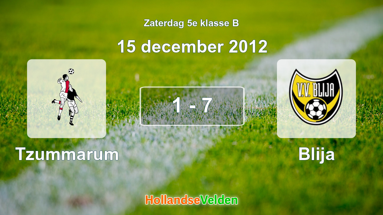 Gespeelde wedstrijd: Tzummarum - Blija 1 - 7 (15 december 2012)