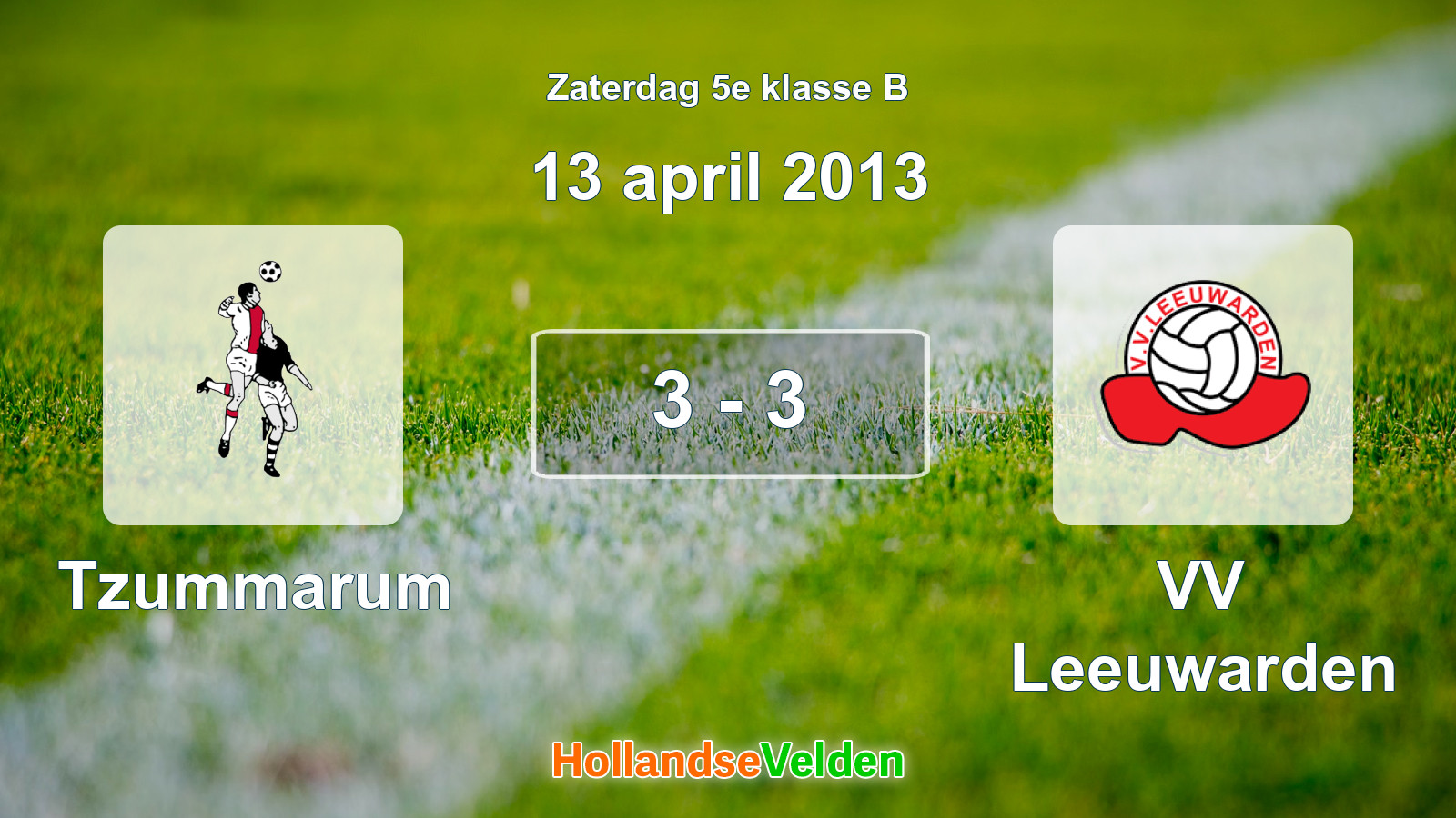 Gespeelde wedstrijd: Tzummarum - VV Leeuwarden 3 - 3 (13 april 2013)