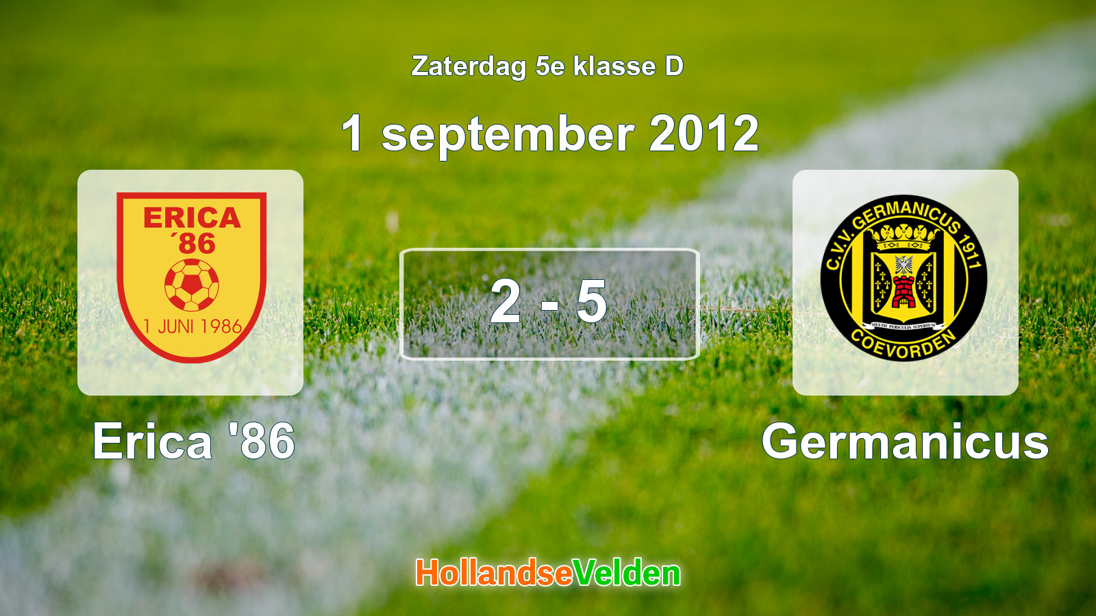 Gespeelde wedstrijd: Erica '86 - Germanicus 2 - 5 (1 september 2012)