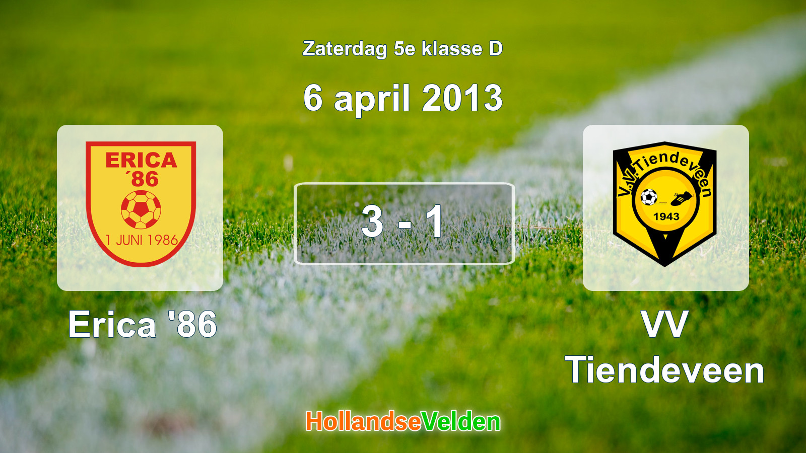 Gespeelde wedstrijd: Erica '86 - VV Tiendeveen 3 - 1 (6 april 2013)