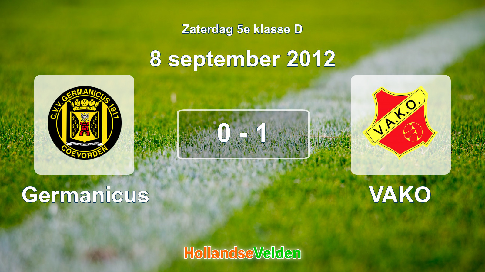 Gespeelde wedstrijd: Germanicus - VAKO 0 - 1 (8 september 2012)
