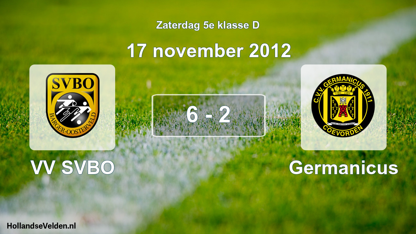 Gespeelde wedstrijd: VV SVBO - Germanicus 6 - 2 (17 november 2012)