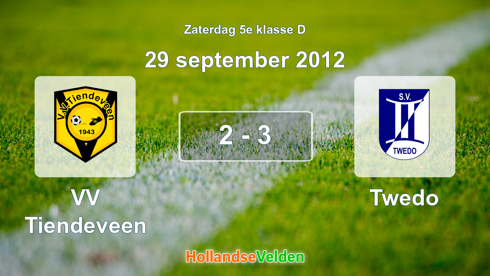 Gespeelde wedstrijd: VV Tiendeveen - Twedo 2 - 3 (29 september 2012)