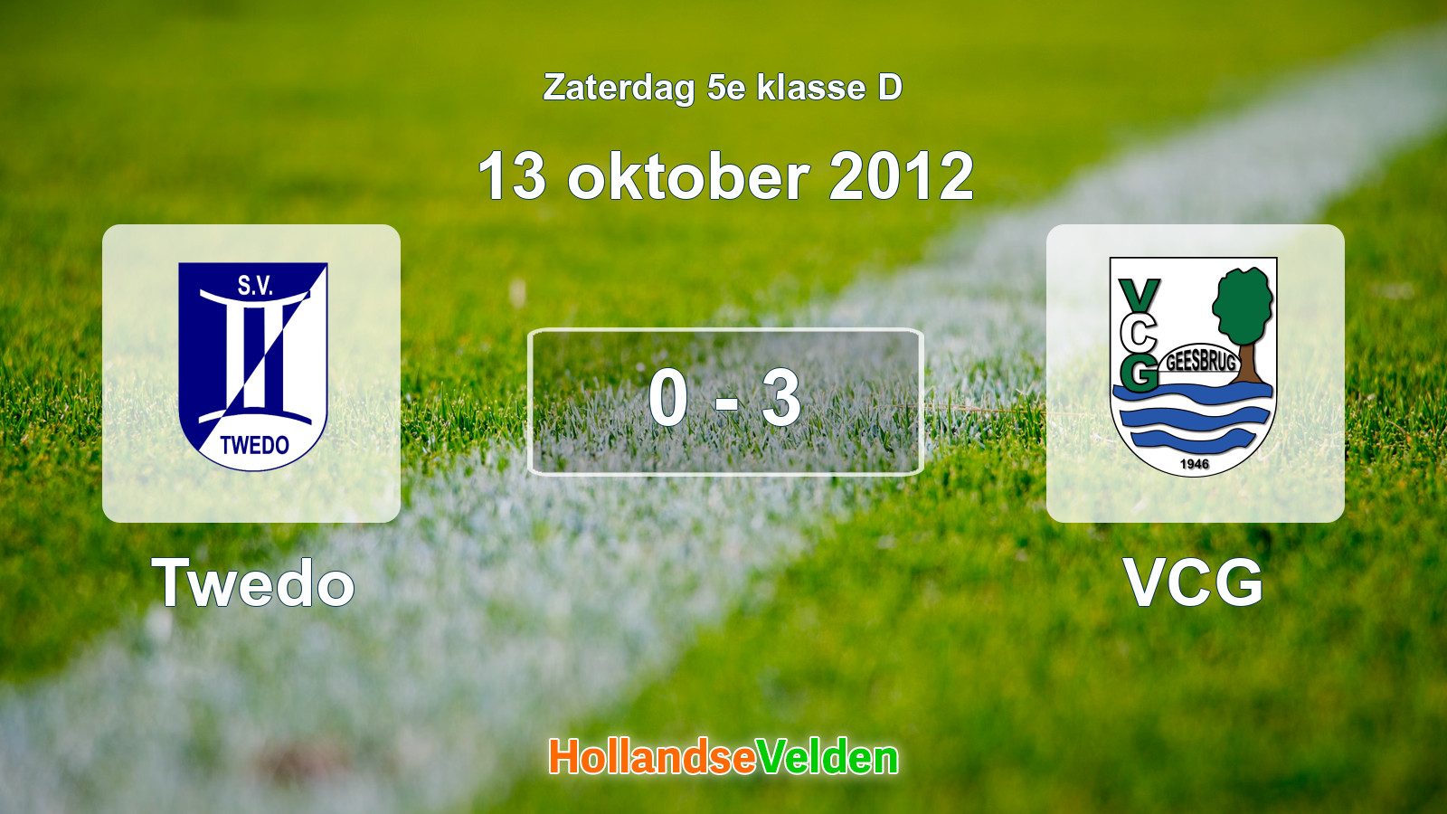 Gespeelde wedstrijd: Twedo - VCG 0 - 3 (13 oktober 2012)