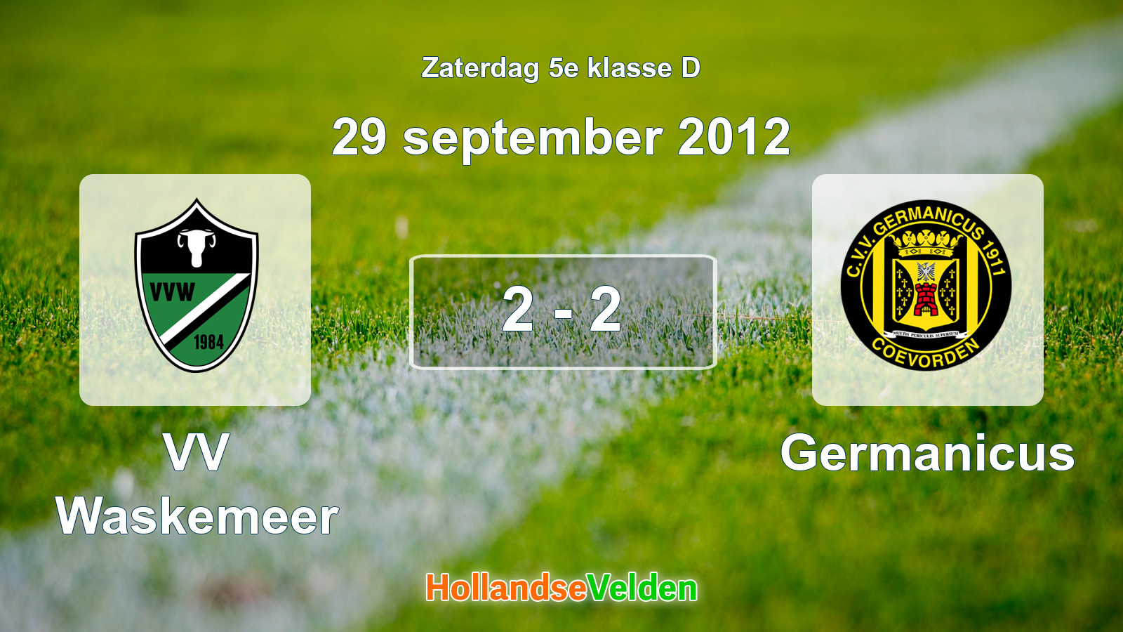 Gespeelde wedstrijd: VV Waskemeer - Germanicus 2 - 2 (29 september 2012)