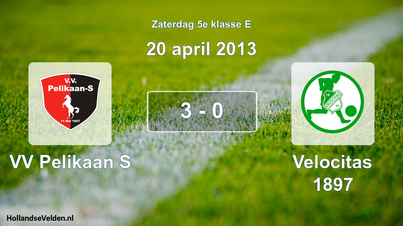 Gespeelde wedstrijd: VV Pelikaan S - Velocitas 1897 3 - 0 (20 april 2013)