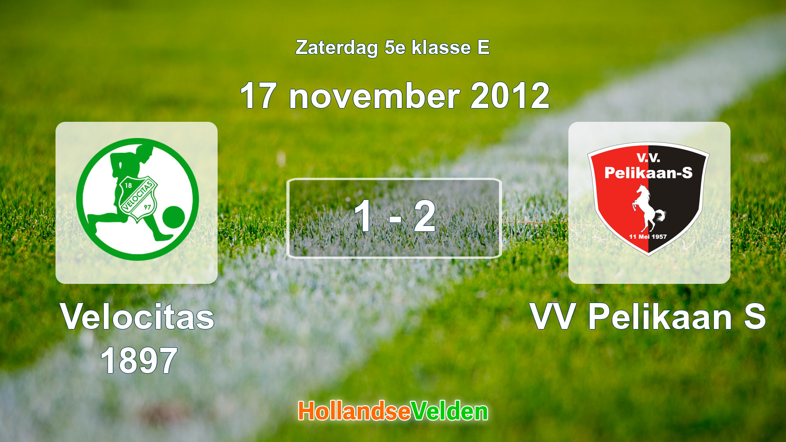 Gespeelde wedstrijd: Velocitas 1897 - VV Pelikaan S 1 - 2 (17 november 2012)